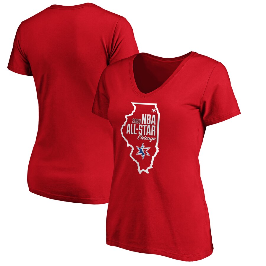 2020 Fanatics Branded Women 2020 NBA AllStar Game Highlight Dunk VNeck TShirt  Red